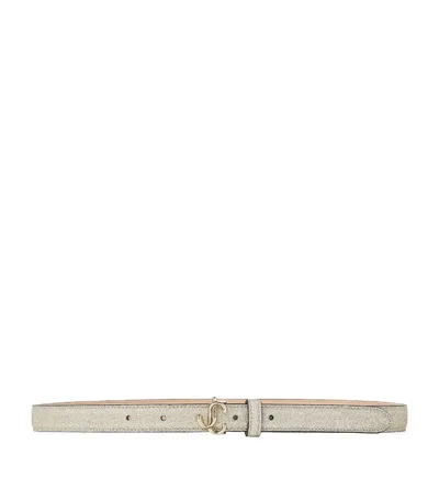 Jimmy Choo Embellished Mini Helina Belt In Platinum Ice