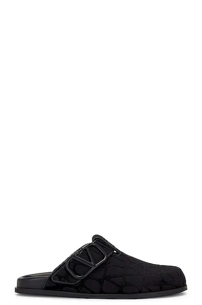 Valentino Garavani Toile Iconographe Canvas Mules In Black