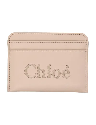 Chloé Leather Cardholder In Pink