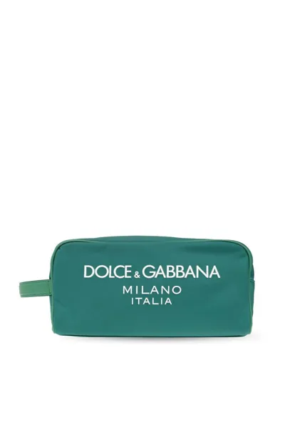 Dolce & Gabbana Dolce Gabbana Logo Printed Beauty Case In Green