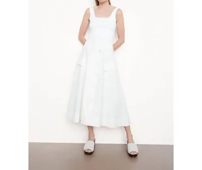 Vince Cotton-blend Midi Skirt In White