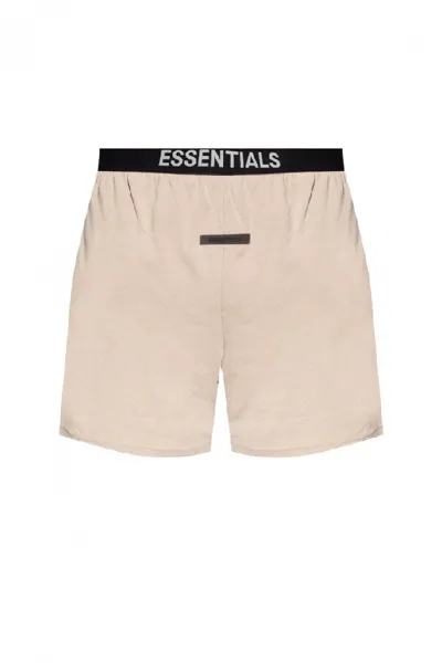 Essentials Fear Of God  Logo Patch Shorts In Tan