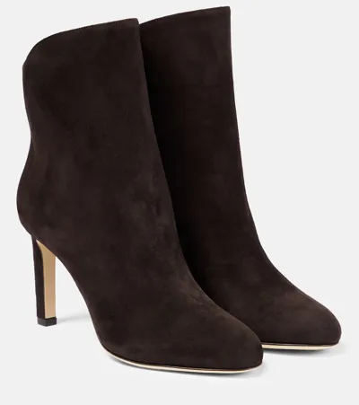 Jimmy Choo Ankle Boots Karter 85 Aus Veloursleder In Brown