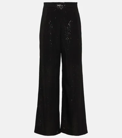 Max Mara Stelvio Ribbed Wide-leg Pants In Black