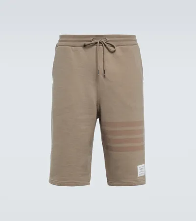 Thom Browne 4-bar Cotton Shorts In Beige