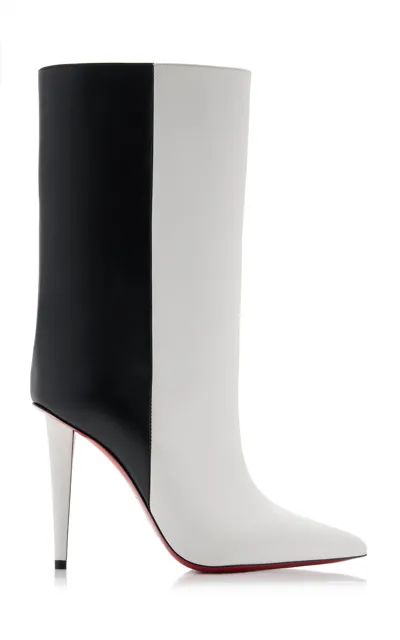 Christian Louboutin Astrilarge Red Sole Two-tone Leather Booties In Multicolor