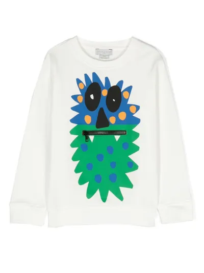 Stella Mccartney Kids' Printed Cotton Jersey Sweatshirt In White