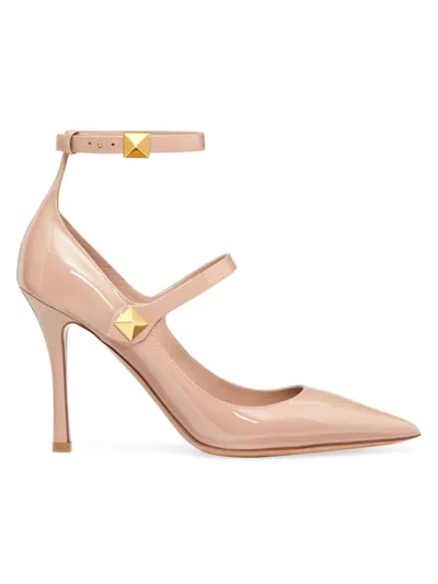 Valentino Garavani Rockstud Patent Leather Pumps In Rose Cannelle