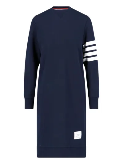 Thom Browne Midi Sweatshirt Dress In Blue