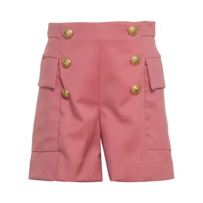 Balmain Kids' Wool Shorts In Pink