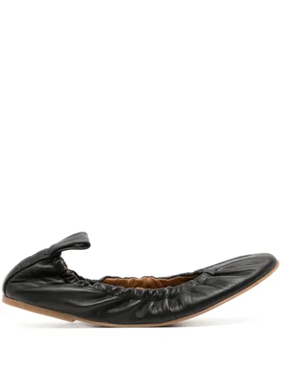 Atp Atelier 10mm Teano Leather Ballerina Flats In Black