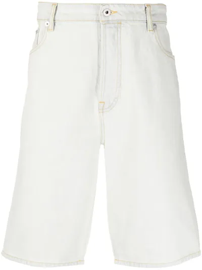 Kenzo Straight-leg Denim Shorts In White