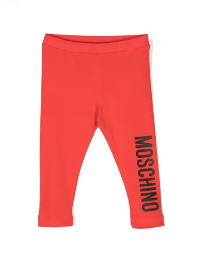 Moschino Logo-print Leggings In Rosso