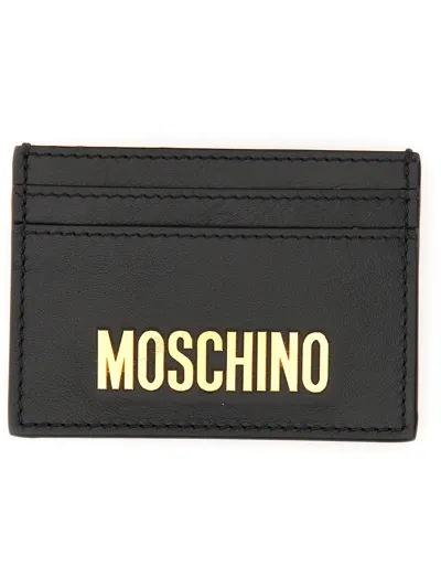 Moschino Card Holder With Logo In Black