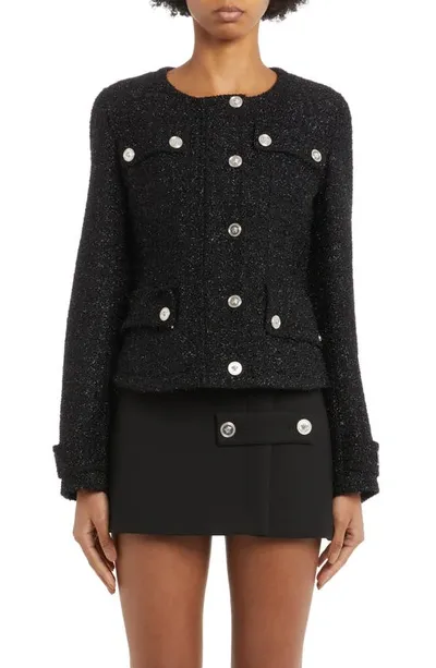 Versace Lurex Tweed Jacket In Black