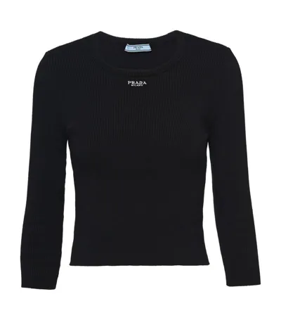 Prada Cotton Sweater In Black