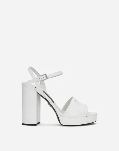 Dolce & Gabbana Calfskin Platform Sandals In White