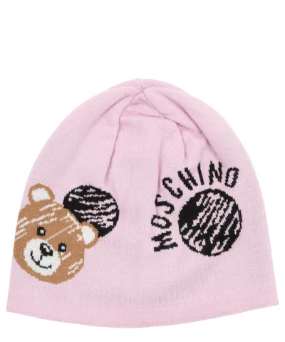 Moschino Teddy Bear Beanie In Pink