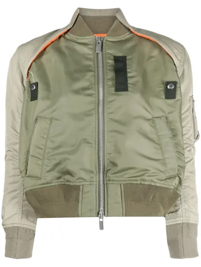 Sacai Sectioned Bomber Jacket In Green