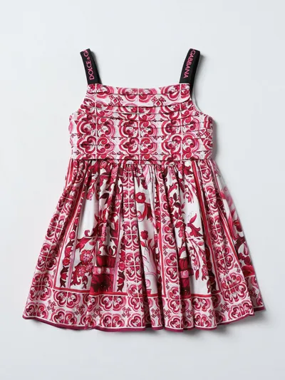 Dolce & Gabbana White/fuchsia Dress Girl Dolce&gabbana Kids