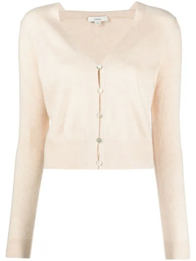 Vince V-neck Wool-blend Cardigan In Neutrals