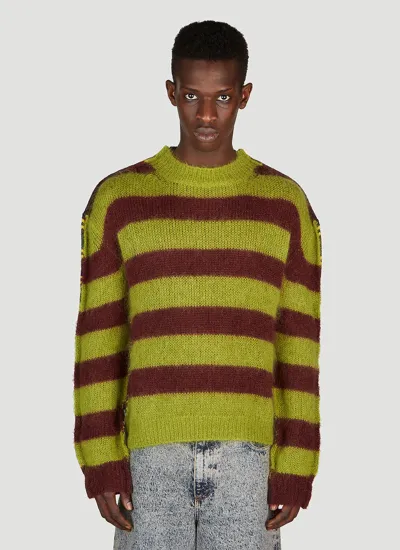 Marni Multicolor Striped Sweater In Green Lime