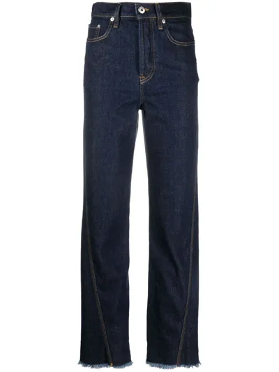 Lanvin Twisted Denim High Waist Straight Jeans In Blue