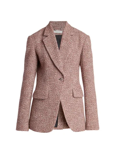 Chloé Tweed Knit Blazer Jacket In Neutral