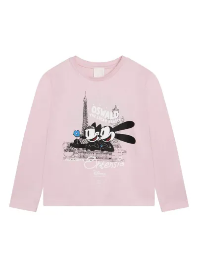 Givenchy Kids' Cartoon-print Organic-cotton T-shirt In Pink