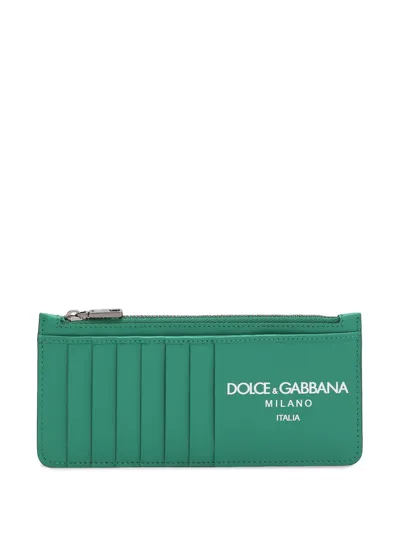 Dolce & Gabbana Logo-print Leather Wallet In Green