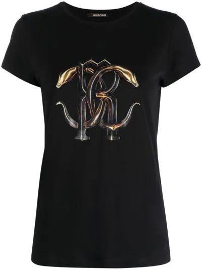 Roberto Cavalli Logo-print T-shirt In Black