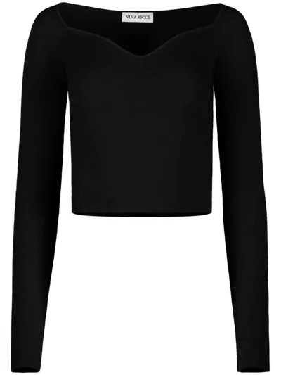 Nina Ricci Sweetheart-neckline Knitted Top In Black  