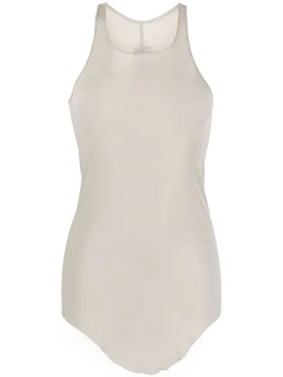 Rick Owens Round-neck Cotton Tank Top In Yellow