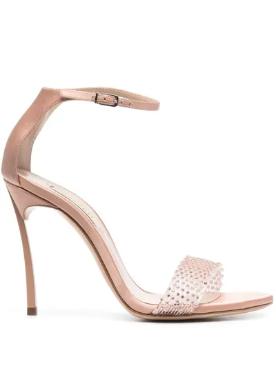 Casadei Blade Twenties - Woman Sandals Powder And Crystal 37 In Pink