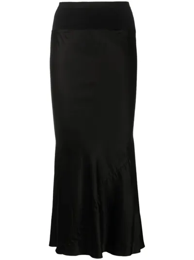 Rick Owens Draped Midi Skirt In Black