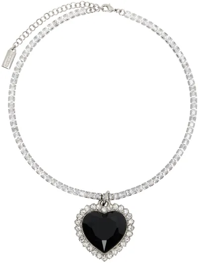 Vetements Heart-gem Crystal-chain Necklace In Silver