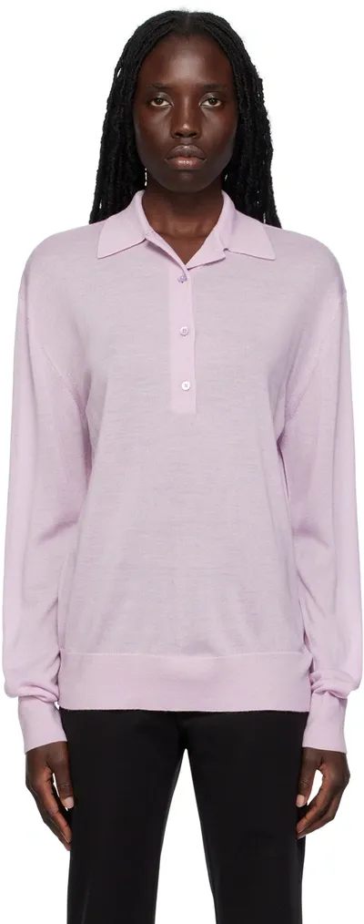 Totême Long-sleeve Polo Jumper In Purple