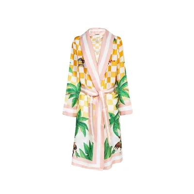 Casablanca Printed Silk Robe In Multicolor