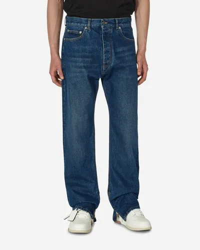 Off-white Arrow Tab Zip Skate Jeans Medium In Blue