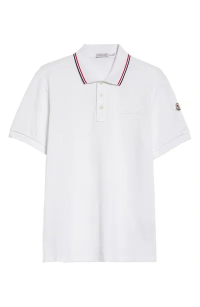 Moncler Logo-appliqué Cotton Polo Shirt In White