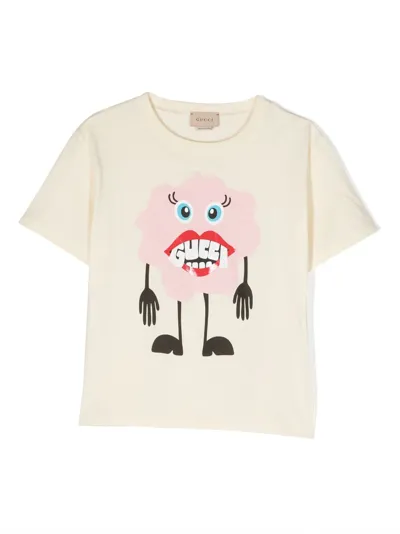 Gucci Kids' Printed Cotton T-shirt In Neutrals