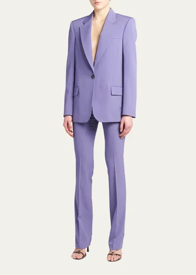 Stella Mccartney Notch-lapels Padded-shoulders Stretch-wool Blazer In Mauve