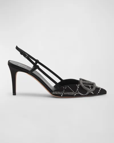 Valentino Garavani Vlogo Studded Evening Slingback Pumps In 249 Nero/black Di