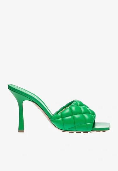 Bottega Veneta Padded 90 Green Leather Mules In Parakeet