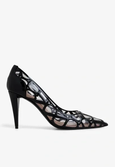 Valentino Garavani Vlogo Overlay Pointed Toe Pump In Black