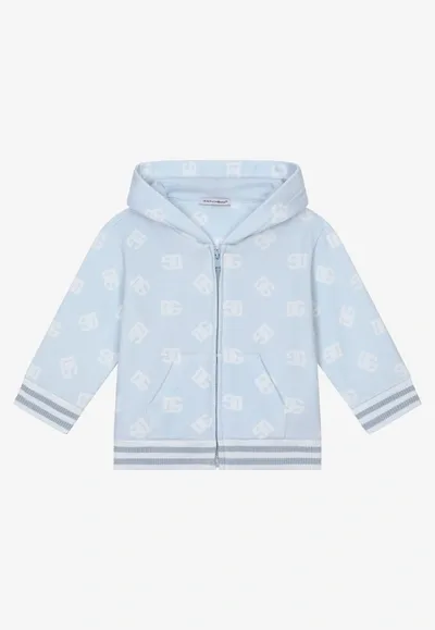 Dolce & Gabbana Babies' Hoodie Mit Logo-print In Blue