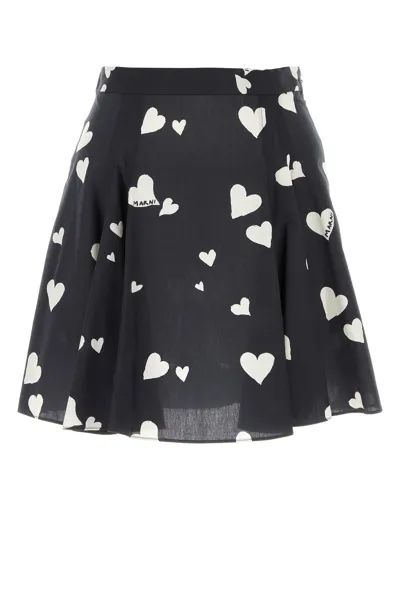 Marni Skirt With Heart Motif In Multicolor