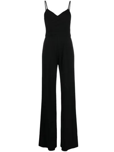 Ralph Lauren Wrap-effect Crepe Wide-leg Jumpsuit In Black