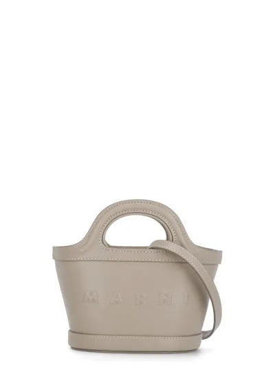 Marni Tropicalia Logo Embroidered Micro Tote Bag In White