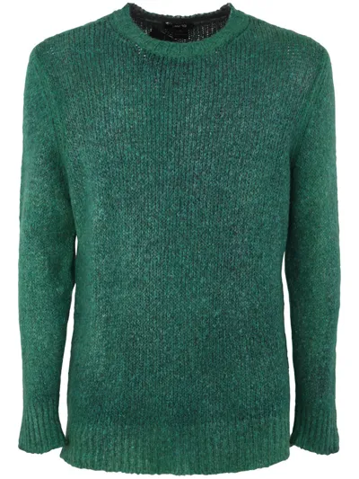 Avant Toi Round Neck Brushed Bio Cotton Blend Pullover In Green